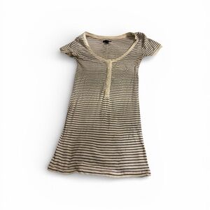 American Eagle Outfitters Cream & Black Striped Henley Top